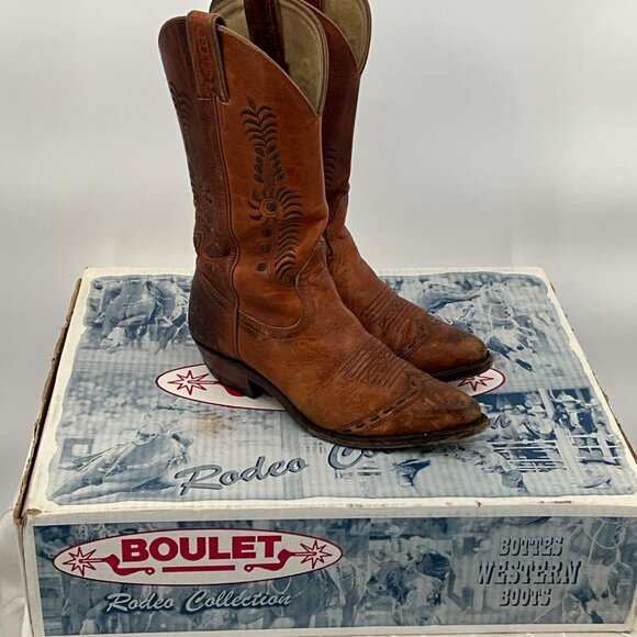 Boulet Women's Size 6 Rodeo Collection Western Leather Boots Brown #3072 - Picture 1 of 13